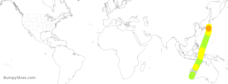 Turbulence forecast map for ANA881, JAA to PPH