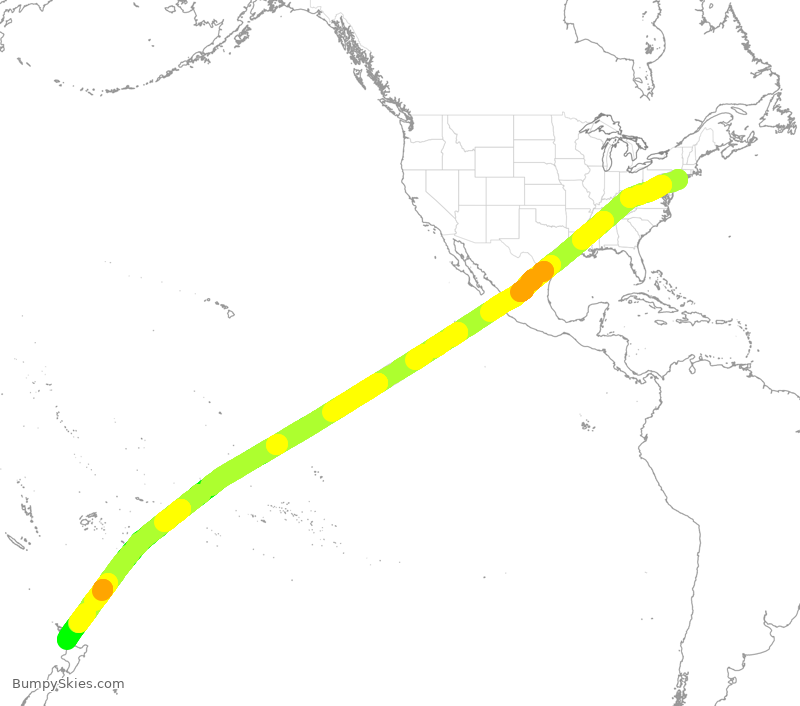 Turbulence forecast map for ANZ1, JFK to ZAA