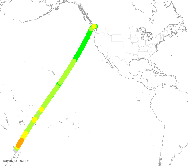 Turbulence forecast map for ANZ24, AKL to YVR