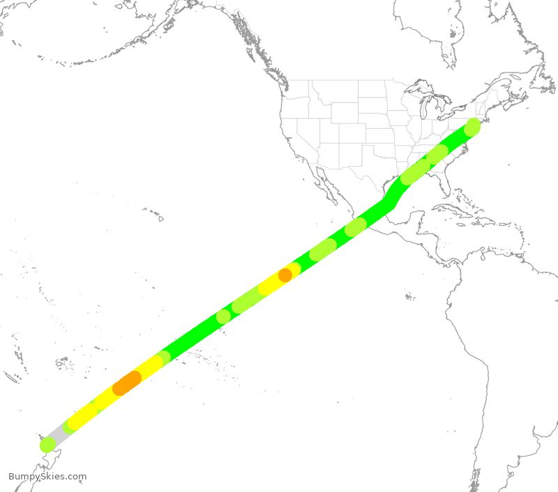 Turbulence forecast map for ANZ2, AKL to JFK
