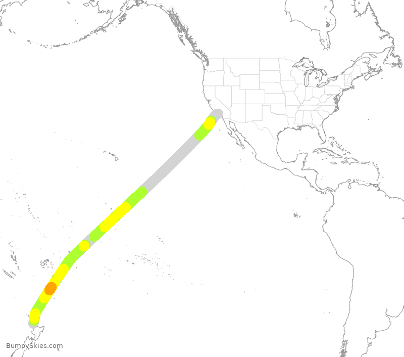 Turbulence forecast map for ANZ3, LAX to AKL