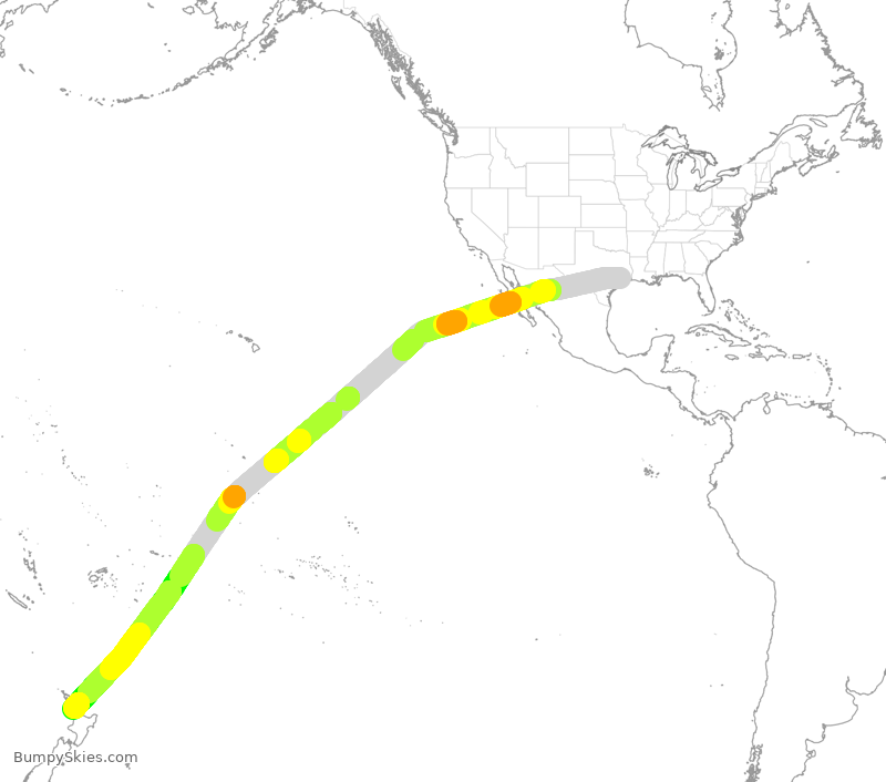 Turbulence forecast map for ANZ6171, IAH to AKL