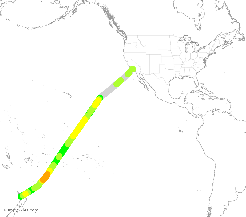 Turbulence forecast map for ANZ6171, LAX to AKL