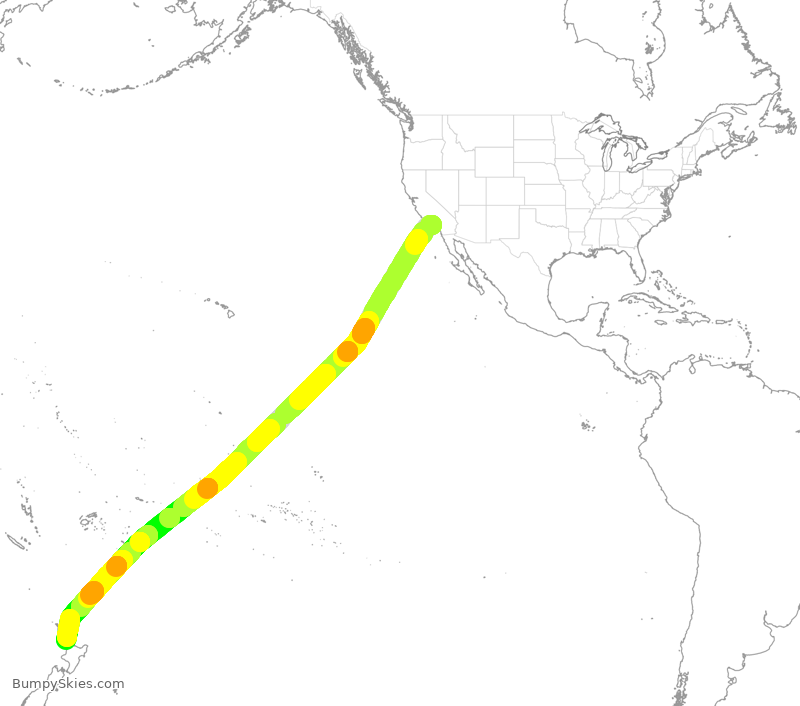 Turbulence forecast map for ANZ6175, LAX to ZAA