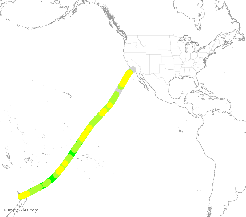 Turbulence forecast map for ANZ6177, LAX to ZAA