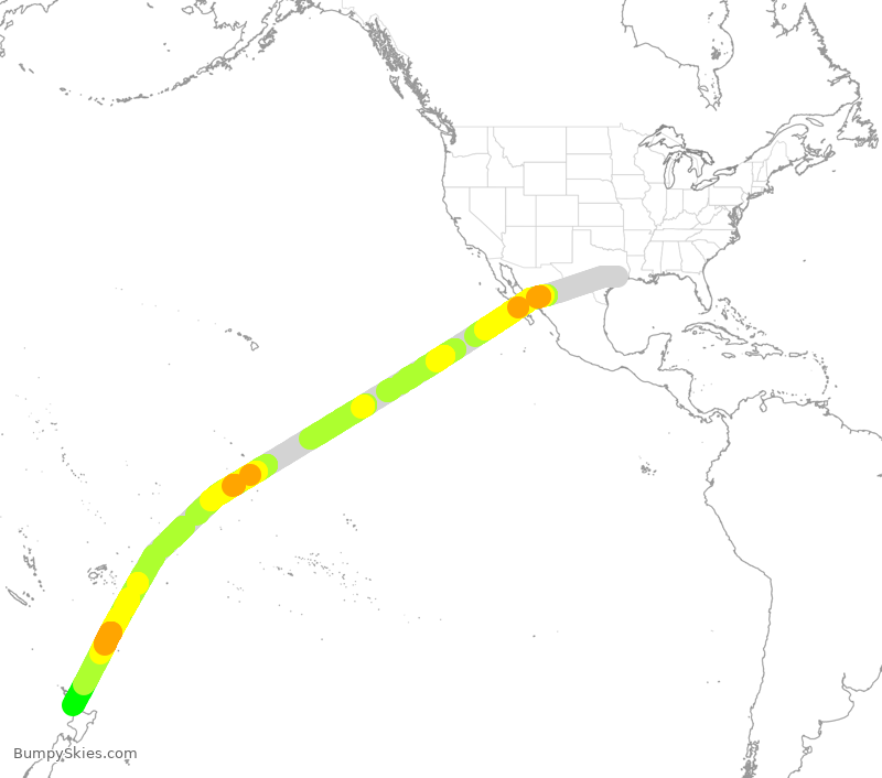 Turbulence forecast map for ANZ6179, IAH to AKL