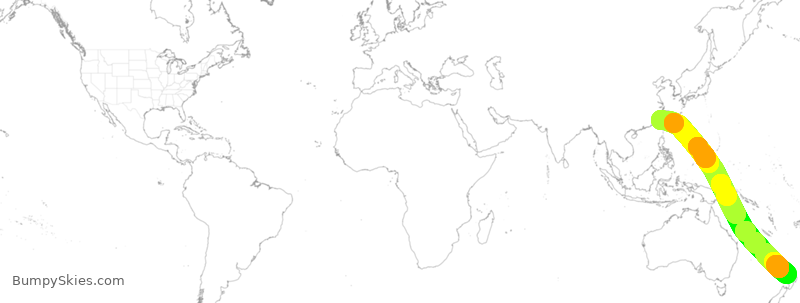 Turbulence forecast map for ANZ78, TPE to AKL