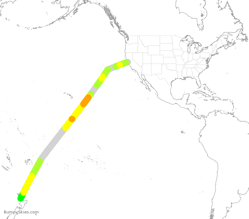 Turbulence forecast map for ANZ7, SFO to ZAA