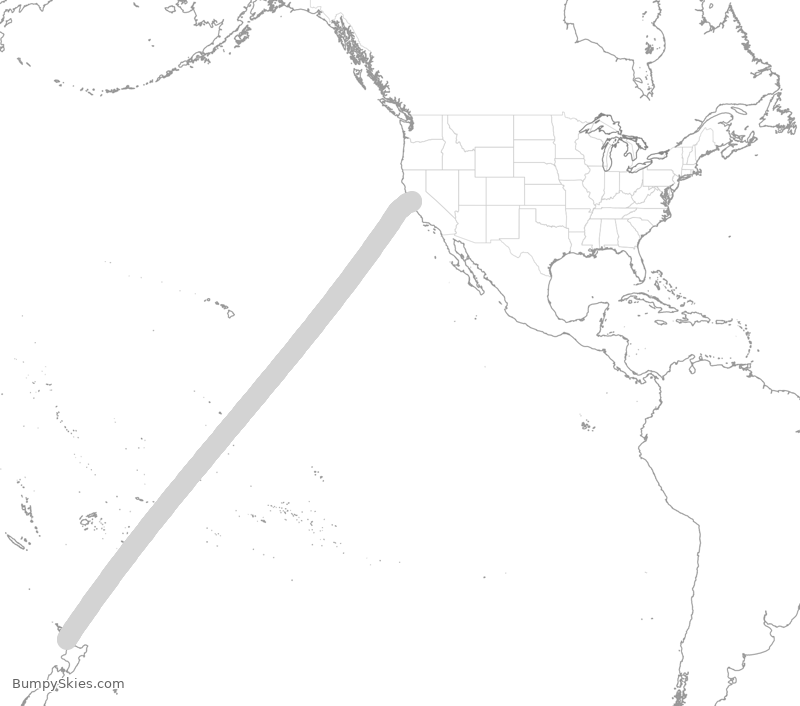 Turbulence forecast map for ANZ8, ZAA to SFO