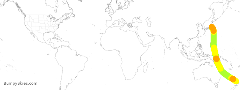 Turbulence forecast map for ANZ90, JAA to ZAA