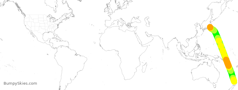 Turbulence forecast map for ANZ98, NRT to AKL