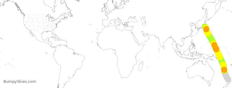 Turbulence forecast map for ANZ99, AKL to NRT