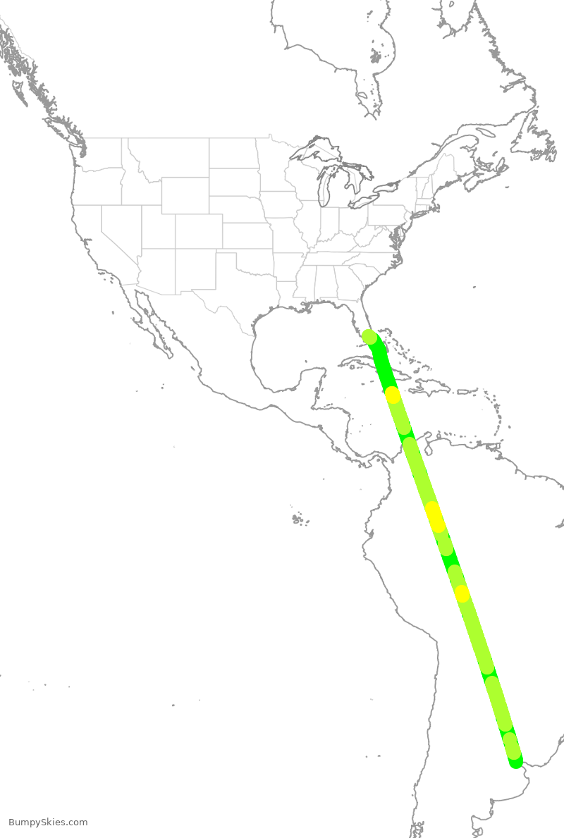Turbulence forecast map for ARG01, AEP to MIA