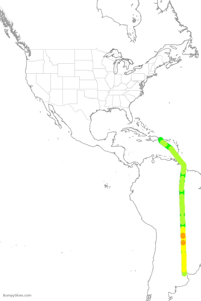 Turbulence forecast map for ARG1325, DPC to AEZ