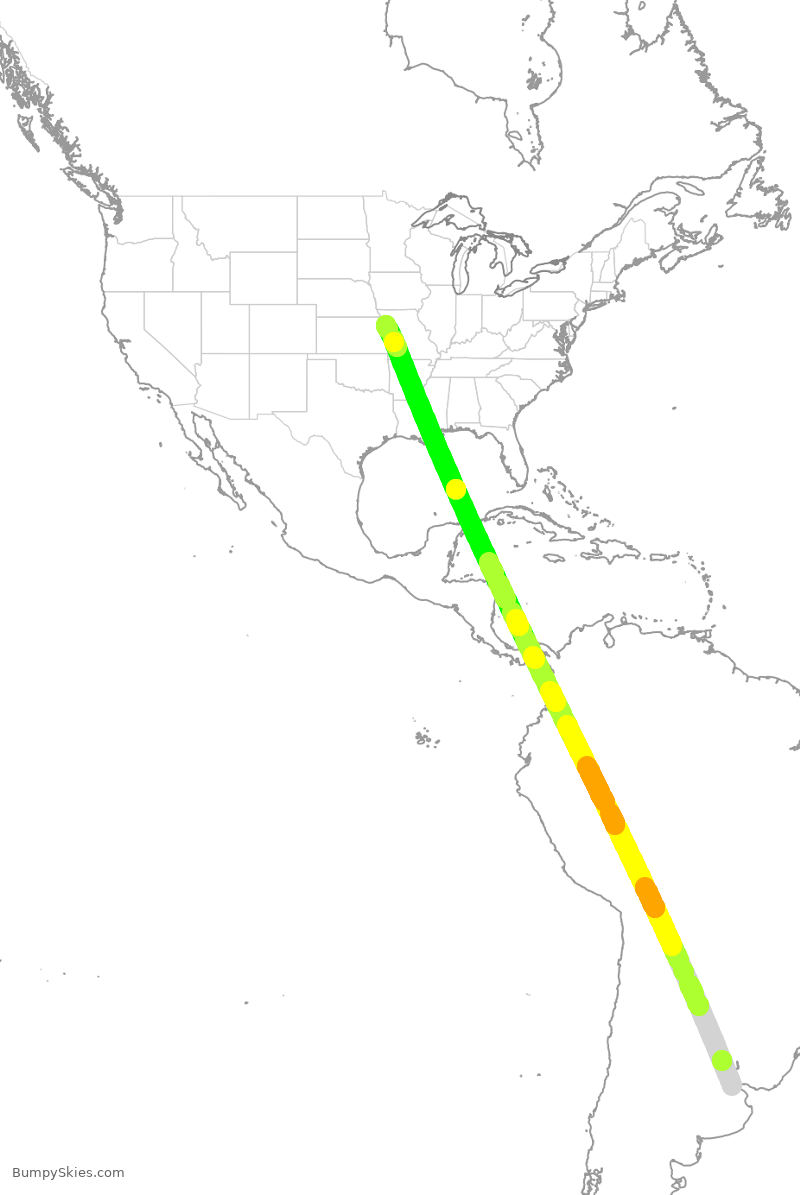 Turbulence forecast map for ARG1978, EZE to MCI