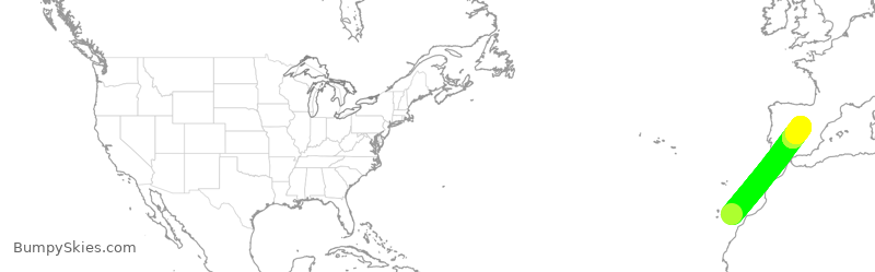 Turbulence forecast map for ARG1, LPA to TOJ