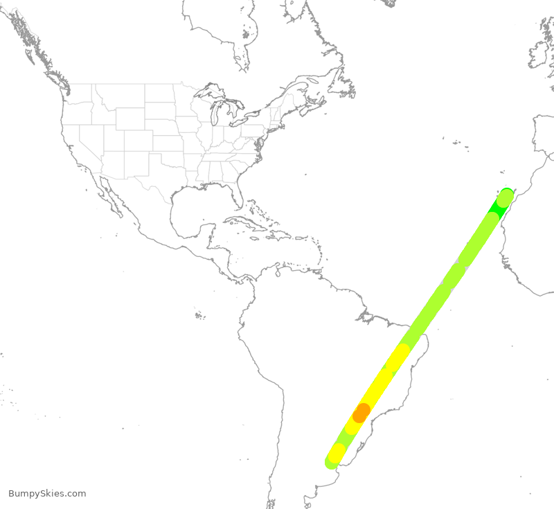 Turbulence forecast map for ARG1, AEP to LPA