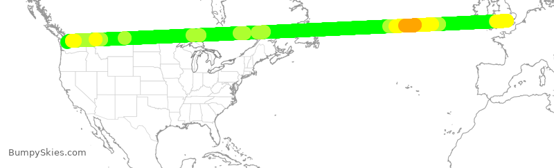 Turbulence forecast map for ASA101, LHR to SEA