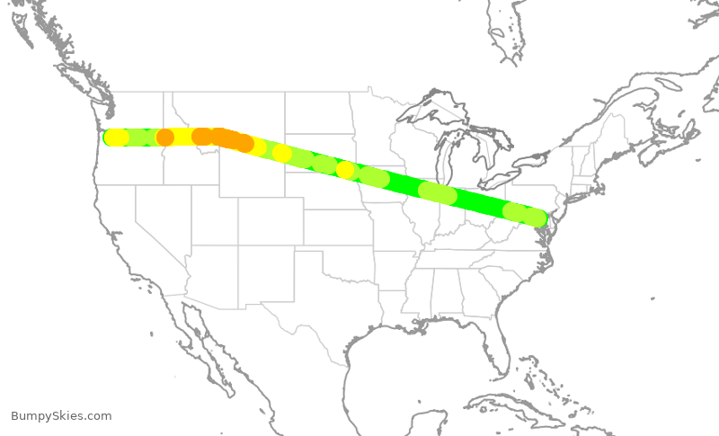 Turbulence forecast map for ASA11, PDX to BWI