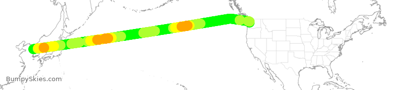Turbulence forecast map for ASA120, ICN to SEA