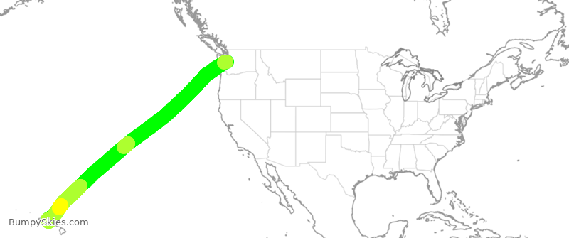 Turbulence forecast map for ASA121, SEA to HNL