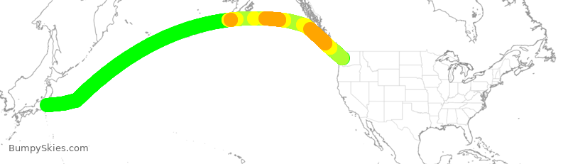Turbulence forecast map for ASA123, SEA to NRT