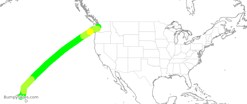 Turbulence forecast map for ASA124, HNL to SEA