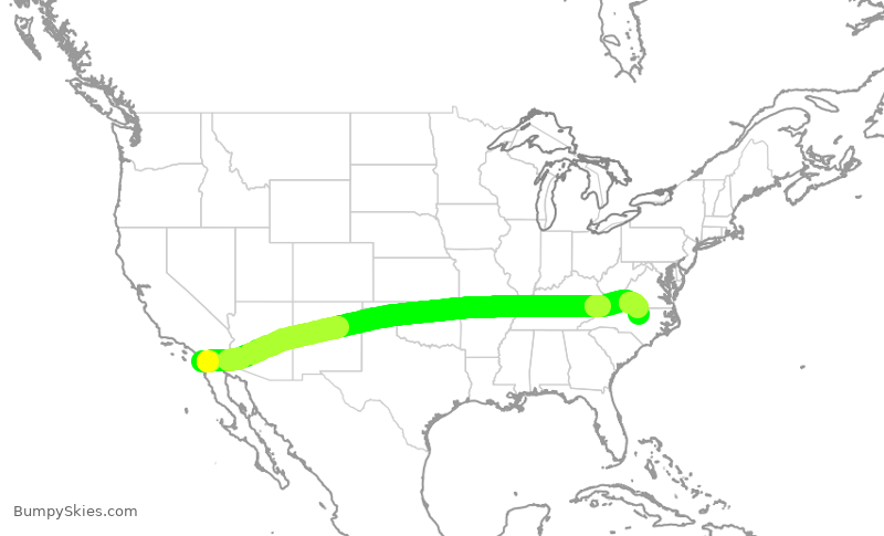 Turbulence forecast map for ASA12, SAN to RDU