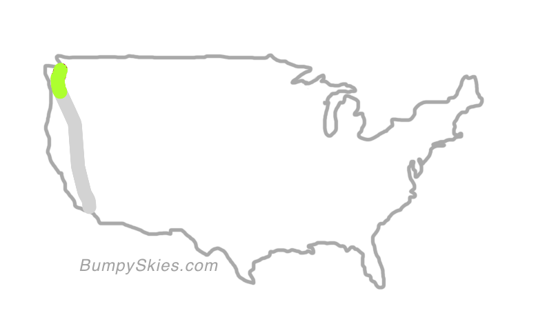 Map of continental US with illustrated flight path and turbulence forecast (described in text below)