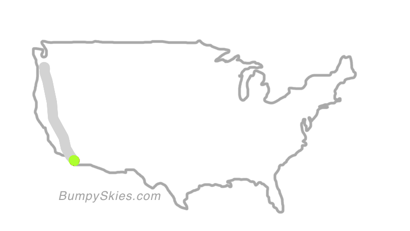 Map of continental US with illustrated flight path and turbulence forecast (described in text below)