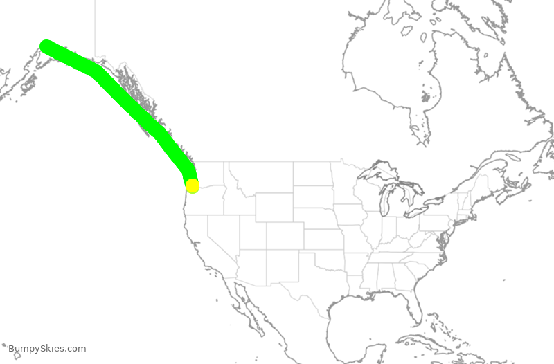 Turbulence forecast map for ASA1316, PDX to ANC