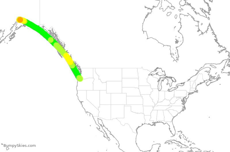 Turbulence forecast map for ASA1324, ANC to PDX