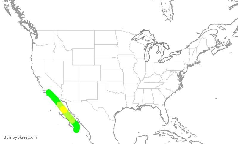 Turbulence forecast map for ASA1326, LAX to SJD