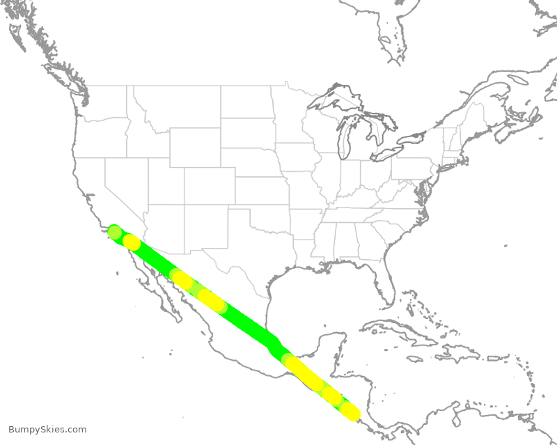 Turbulence forecast map for ASA1330, LAX to RLB