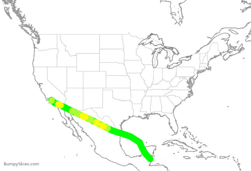 Turbulence forecast map for ASA1334, LAX to ZBZ