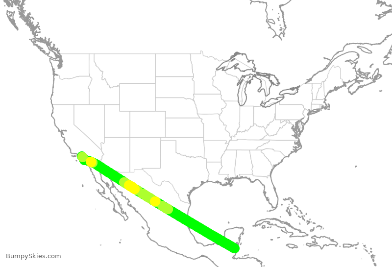 Turbulence forecast map for ASA1335, ZBZ to LAX