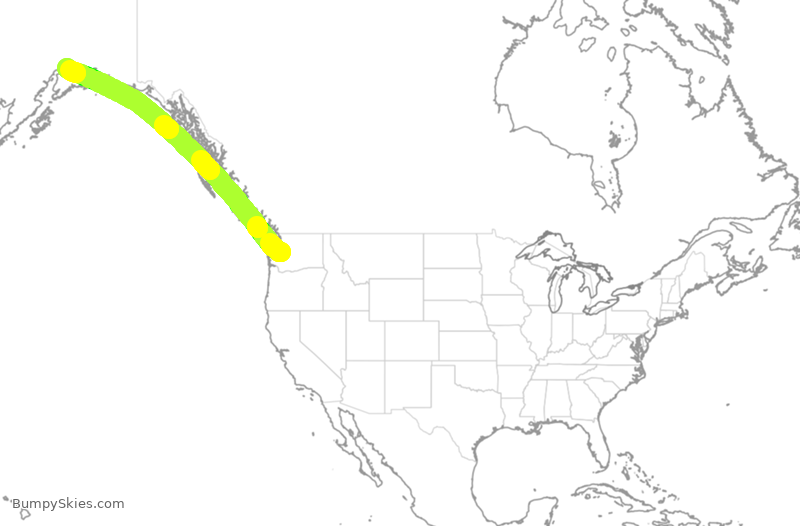 Turbulence forecast map for ASA1336, SEA to ANC