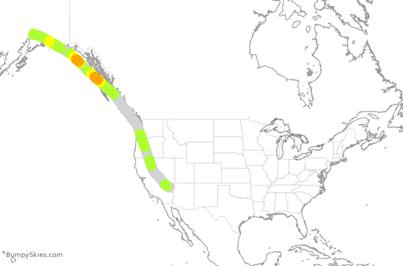 Turbulence forecast map for ASA1336, ANC to LAS