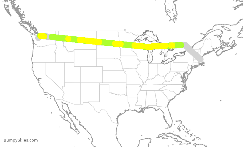 Turbulence forecast map for ASA1337, BOS to SEA