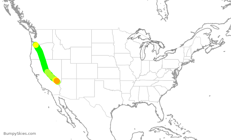 Turbulence forecast map for ASA1337, PDX to LAS