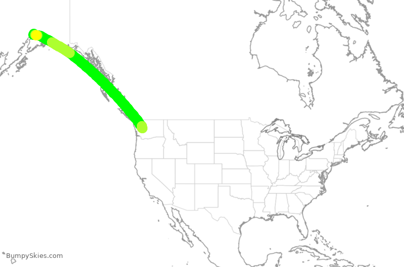 Turbulence forecast map for ASA1338, ANC to SEA