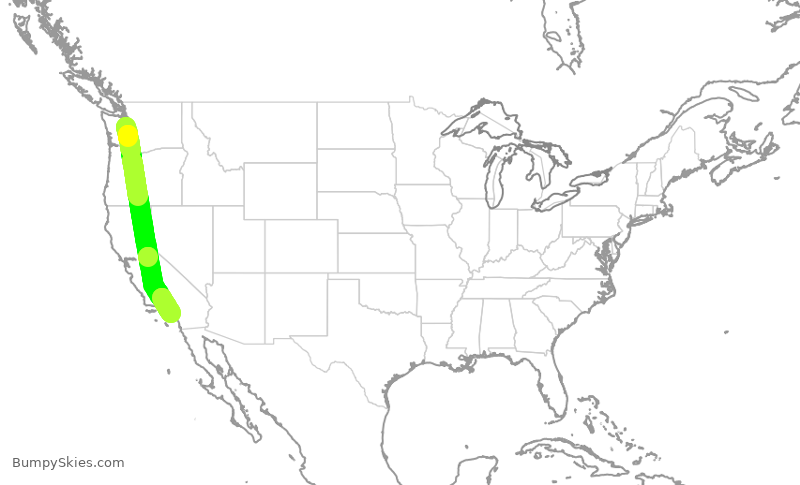 Turbulence forecast map for ASA1342, SEA to SNA
