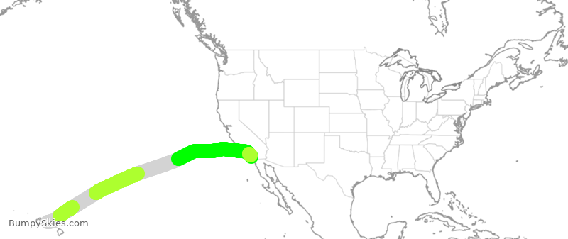 Turbulence forecast map for ASA1345, HNL to SAN