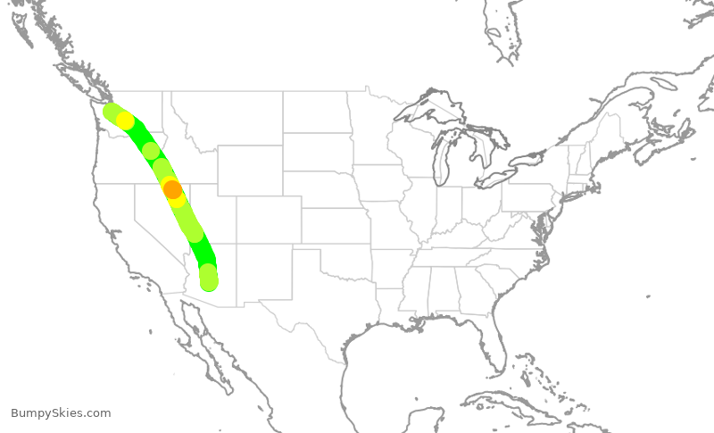 Turbulence forecast map for ASA1348, PHX to SEA