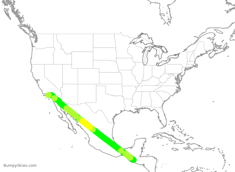 Turbulence forecast map for ASA1354, GUA to LAX