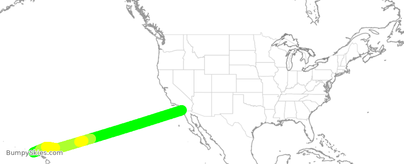 Turbulence forecast map for ASA1363, SAN to LIH