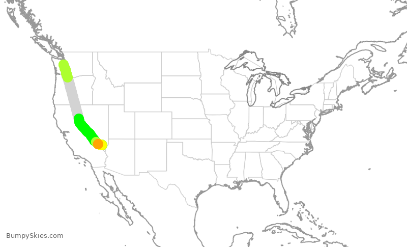 Turbulence forecast map for ASA1363, SEA to LAS