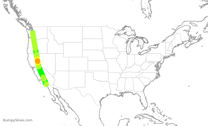 Turbulence forecast map for ASA1373, SAN to SEA
