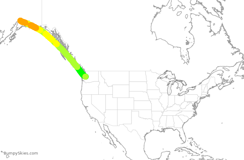 Turbulence forecast map for ASA1381, SEA to ANC