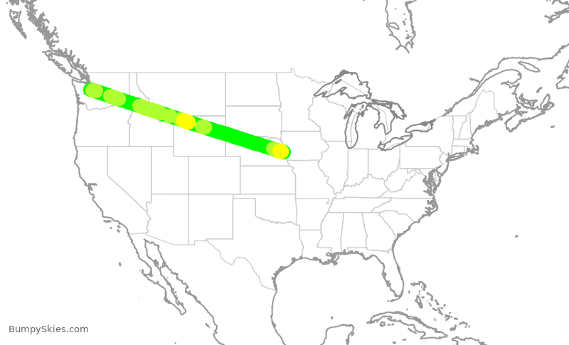 Turbulence forecast map for ASA1382, OMA to SEA